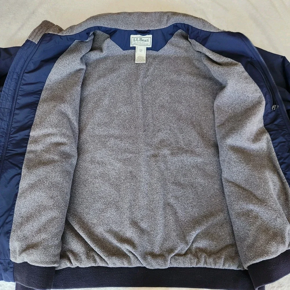 L.L Bean Bomber Jacket Mens XXL Vintage Warm Up Fleece Lined Coat Navy